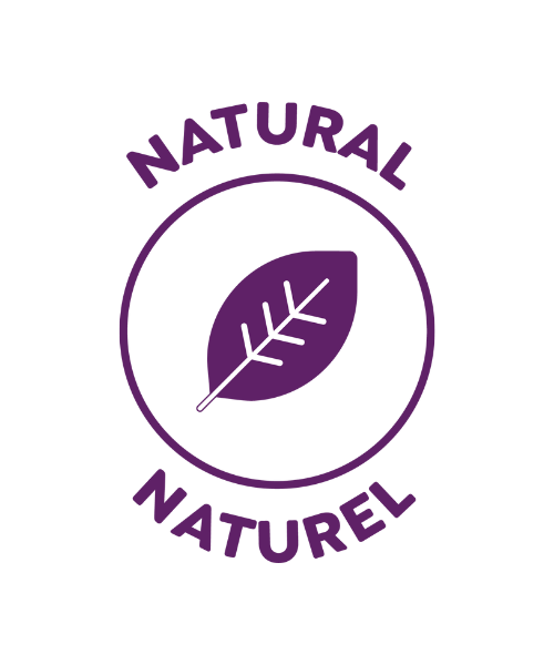 Nutes purple natural icon with a leaf graphic in the middle