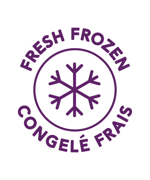 Nutes purple fresh frozen icon with a snowflake graphic in the middle