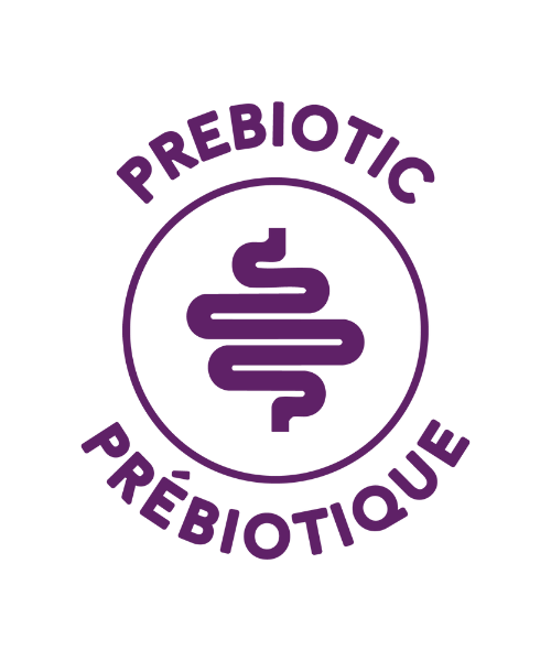 Nutes purple prebiotic icon with a stomach graphic in the middle