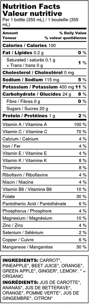 beet generation cold-pressed juice nutrition facts label