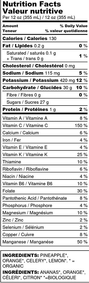 O my darling cold-pressed juice nutrition facts label